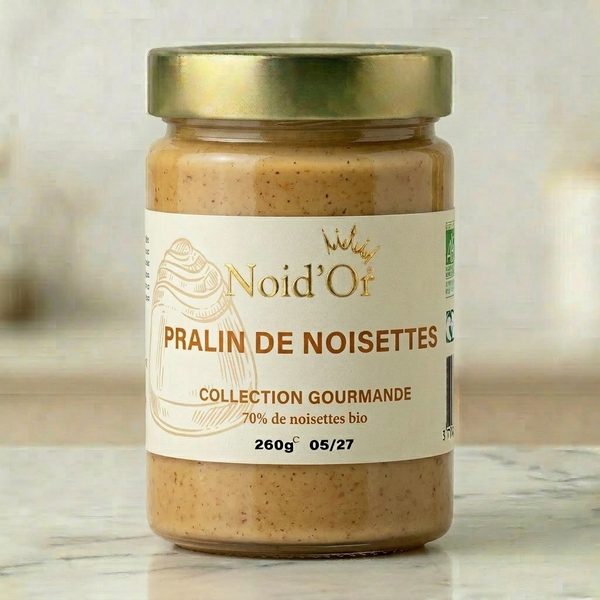 Pralin de Noisettes 70% Noid'Or — pralin artisanal pur noisette, torréfaction lente au moulin en pierre, Massat Ariège