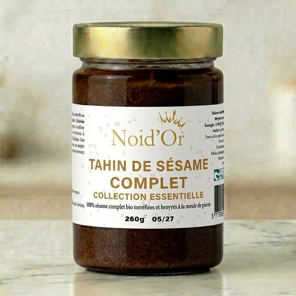 Artisan Whole Sesame Tahini Noid'Or — whole sesame slow-roasted and stone-ground, rich in calcium